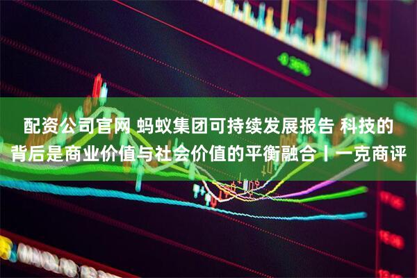 配资公司官网 蚂蚁集团可持续发展报告 科技的背后是商业价值与社会价值的平衡融合丨一克商评